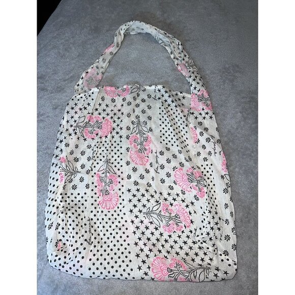NWOT FREE PEOPLE Natural Linen Floral Neon Black Stars Print Large Tote … - Picture 5 of 6